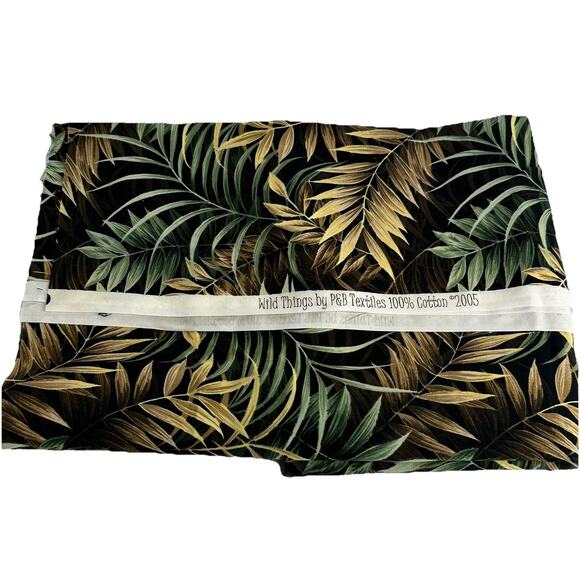 wild things p & b textiles 100% cotton green leafs leaves fabric print - Picture 1 of 3
